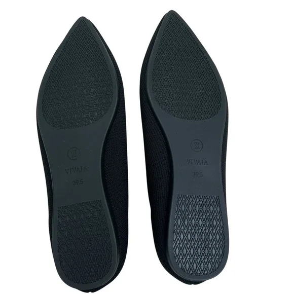Vivaia Aria 5 Pointed Toe Ballet Flats in Black SZ EU 39.5 US 8.5 Minimalist - Picture 7 of 9